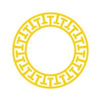 Abstract yellow decorative greek meander circle frame vector label