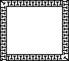 Black meander pattern greek key square page border vector ornament