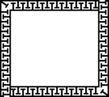 Black meander pattern greek key square page border vector ornament