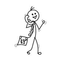 Funny Stick figure hand drawn style for print vector