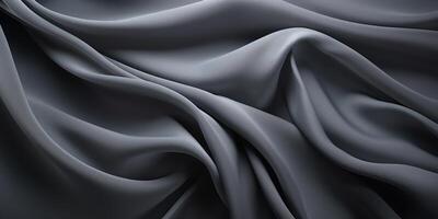 AI Generated Grey Silk Fabric Background. Smooth Texture Cloth. Abstract Soft Textile Pattern. Generative AI photo