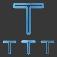 Blue line letter t logo design set vector