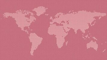 Pink halftone world map background - vector illustration from circles