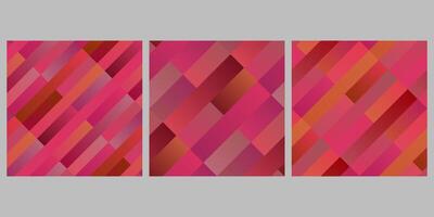 Seamless gradient geometrical rectangle pattern background set - abstract vector graphic