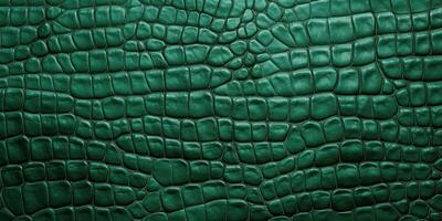 AI Generated Green Crocodile Leather Texture with Detailed Scales. Alligator Background. Reptile Pattern. Generative AI photo