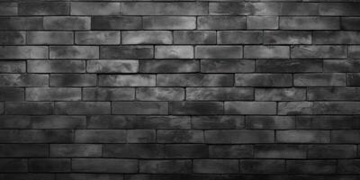 AI Generated Dark Grey Vintage Brick Wall. Old Cement Grunge Texture Background. Concrete Building. Urban Brickwork photo