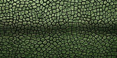 AI Generated Close-up Snake Skin Pattern. Tropical Lizard, Reptile Natural Green Textured Background. Generative AI photo