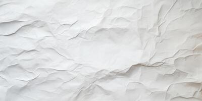 AI Generated Old Crumpled White Paper. Rough Texture Page Background. Creased Blank Sheet photo