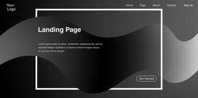 Minimalist landing page  template.  Abstract dark  background with simple shape vector