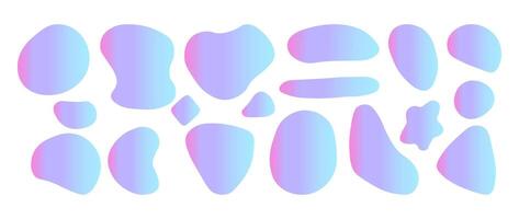 Set of holographic organic shapes. liquid shapes, graphic design elements vector