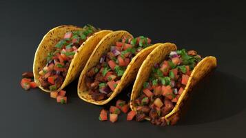 AI generated Corn tortilla filled with pieces of meat and vegetables photo