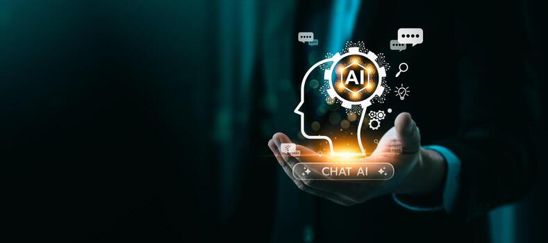 Chat Bot Chat, AI tech enhances businesses by processing data, improving decision-making, developing innovative products, automating processes, and boosting competitiveness. future technology photo