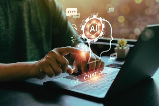 Chat Bot Chat, AI tech enhances businesses by processing data, improving decision-making, developing innovative products, automating processes, and boosting competitiveness. future technology photo