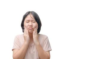 Asian girl toothache. Girl suffering from toothache. photo