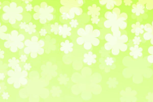 Beautiful Green background with white flowers. Vector flat illustration. Spring is coming.