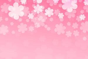 Pink background with white Sakura. Vector illustration. Spring background.