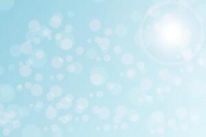 Vector illustration of the sun in a blue sky. Spring or summer background. The rays of the sun and the bokeh