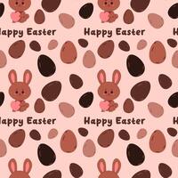 seamless pattern Happy Easter. Chocolate bunny with eggs. Vector flat illustration