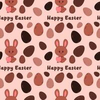 seamless pattern Happy Easter. Chocolate bunny with eggs. Vector flat illustration