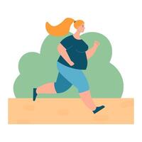 mujer perdiendo peso con aptitud ejercicio. deporte actividad. vector ilustración en plano estilo.