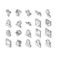 Reflex Of Human Neurology System isometric icons set vector