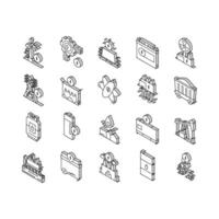 Energy Electricity And Fuel Power isometric icons set vector