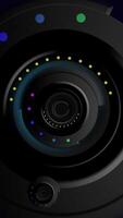 HUD circle interfaces. Blue hologram button. Digital data network protection, future technology network concept vertical video