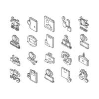 Export Import Logistic Collection isometric icons set vector