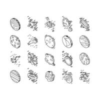 Galaxy System Space Collection isometric icons set vector