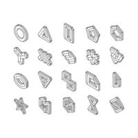 impossible geometric shape isometric icons set vector