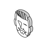 hipster barba pelo estilo isométrica icono vector ilustración