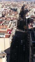 Vertical video of City Buildings in Barcelona Spain Aerial View