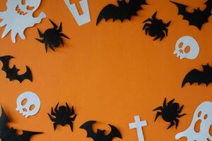 halloween background with cut out paper frame photo