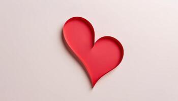 AI generated Heart-shaped continuous line with a realistic paper heart on white background for Valentine's Day, women and graphic design for Mother's Day invitation Generative AI photo