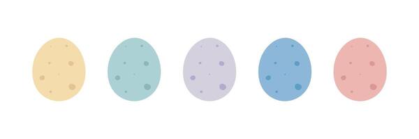 Set of cute Easter eggs isolated on white background. Flat cartoon vector illustration. Easter theme.