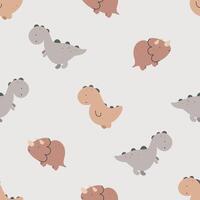 Seamless pattern with cute dinosaurs. Flat cartoon vector background. Creative texture for fabric, wrapping, textile, wallpaper, apparel.