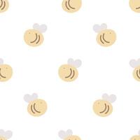 Seamless pattern with cute pastel bees. Flat vector background. Creative texture for fabric, wrapping, textile, wallpaper, apparel.