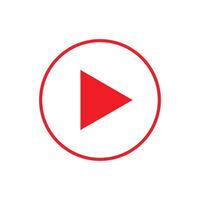 red play video or play media flat icon for apps and websites. Vector