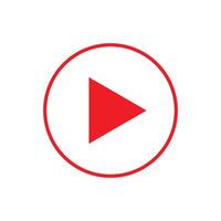 red play video or play media flat icon for apps and websites. Vector