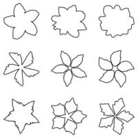 Outline flower icon set. Nature flat design vector