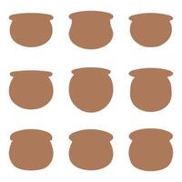 Pot icon set. Clay flat design vector