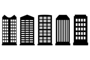 Urban tall building icon set vector