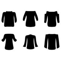 Simple clothes silhouette set icon. Vector fashion flat style