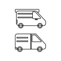 Van outline icon set. Transport vehicle vector