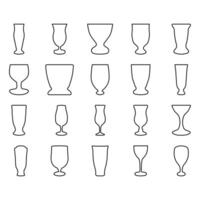 Outline party glass icon set. Drink vector