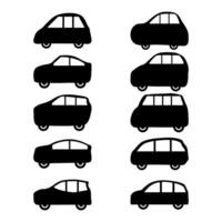 sencillo coche icono colocar. plano estilo transporte vector