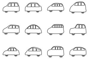 Outline car icon set. Flat style transportation vector