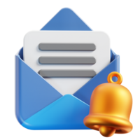 3D Email notification icon on transparent background png