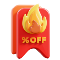 3D Hot deal icon on transparent background png