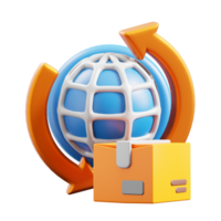 3D Worldwide shipping icon on transparent background png